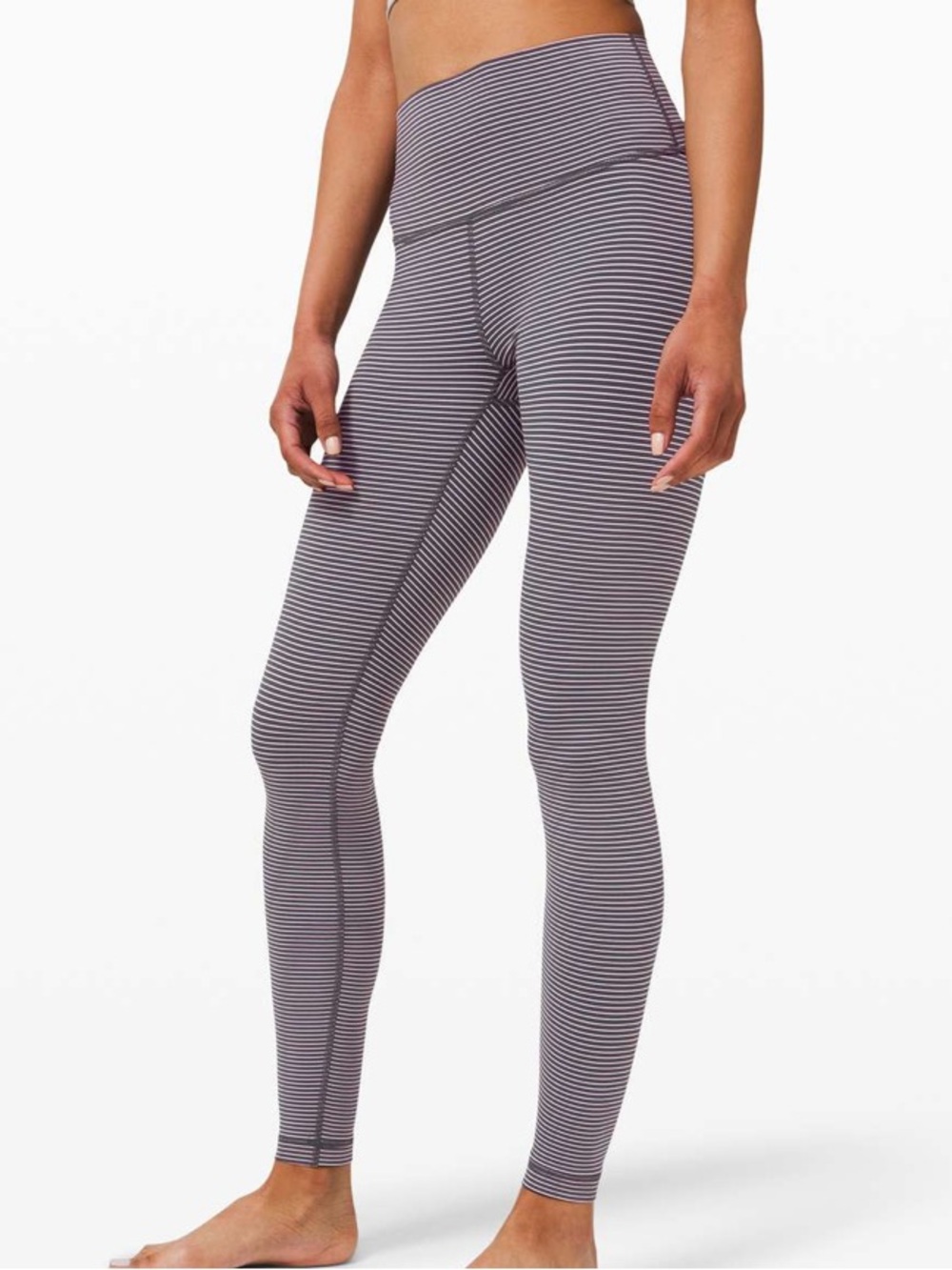 Lululemon Wunder Under 28" Leggings - Hype Stripe Deep Coal Mink Berry